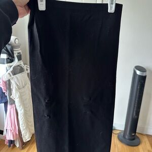 Bozzolo Black Ribbed Pencil Skirt